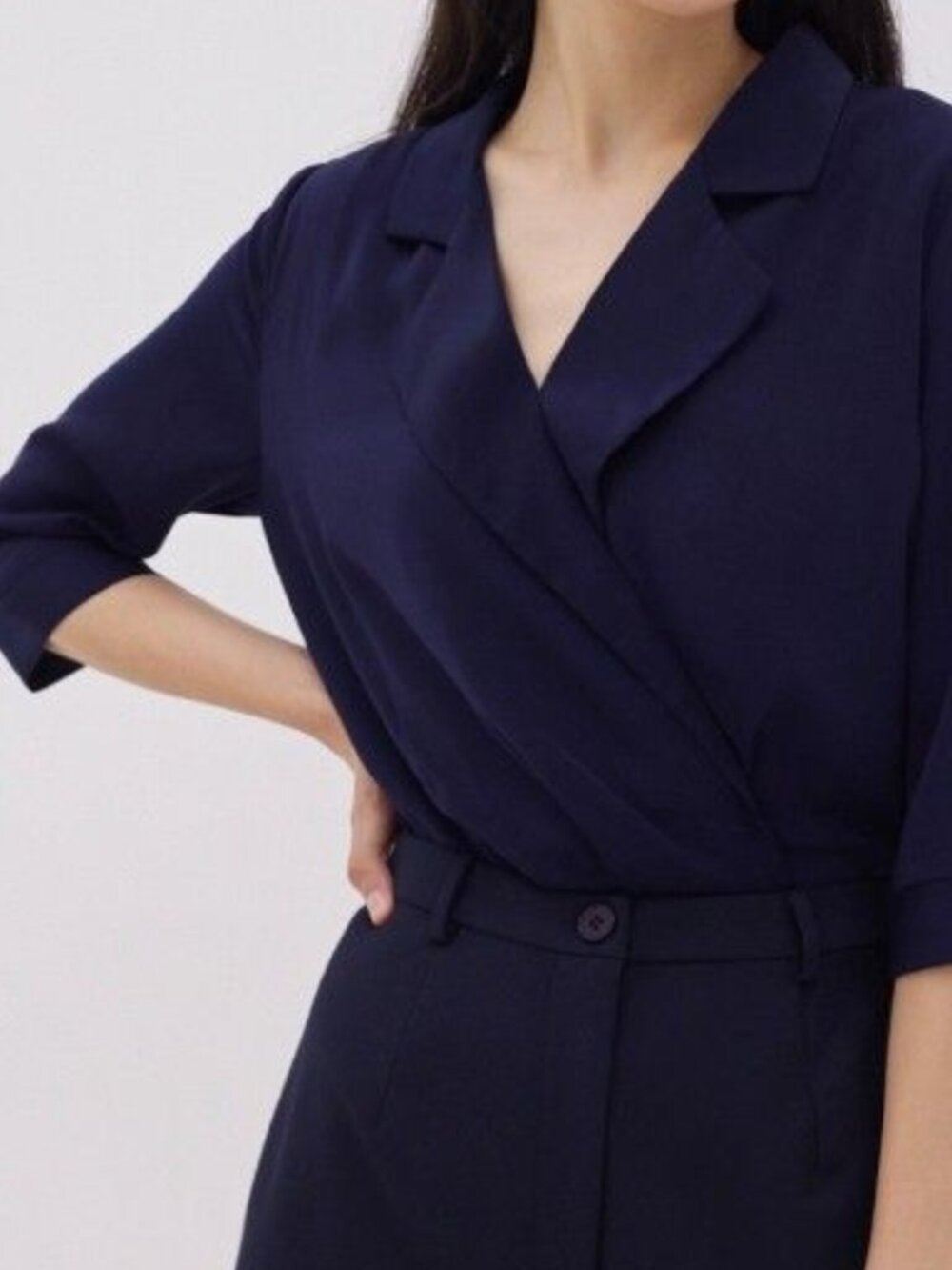 Love Bonito Navy Blue Crop Top Blouse - Picture 5 of 6